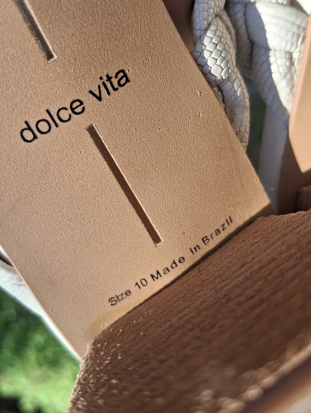 Dolce Vita Paily Cream Braided Leather Block Heel Square Toe Slide Sandals Sz 10 - Picture 8 of 9
